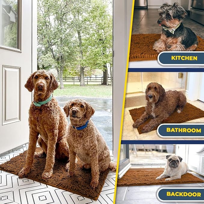 Muddy Mat® | Super Water Absorbent Door Mat Indoor, Microfiber Quick Dry Chenille Entryway Rug, Slip Resistant Front Door Mat, Indoor Mats for Entryway, Machine Washable Pet Rug, Amber 3ft x 4ft