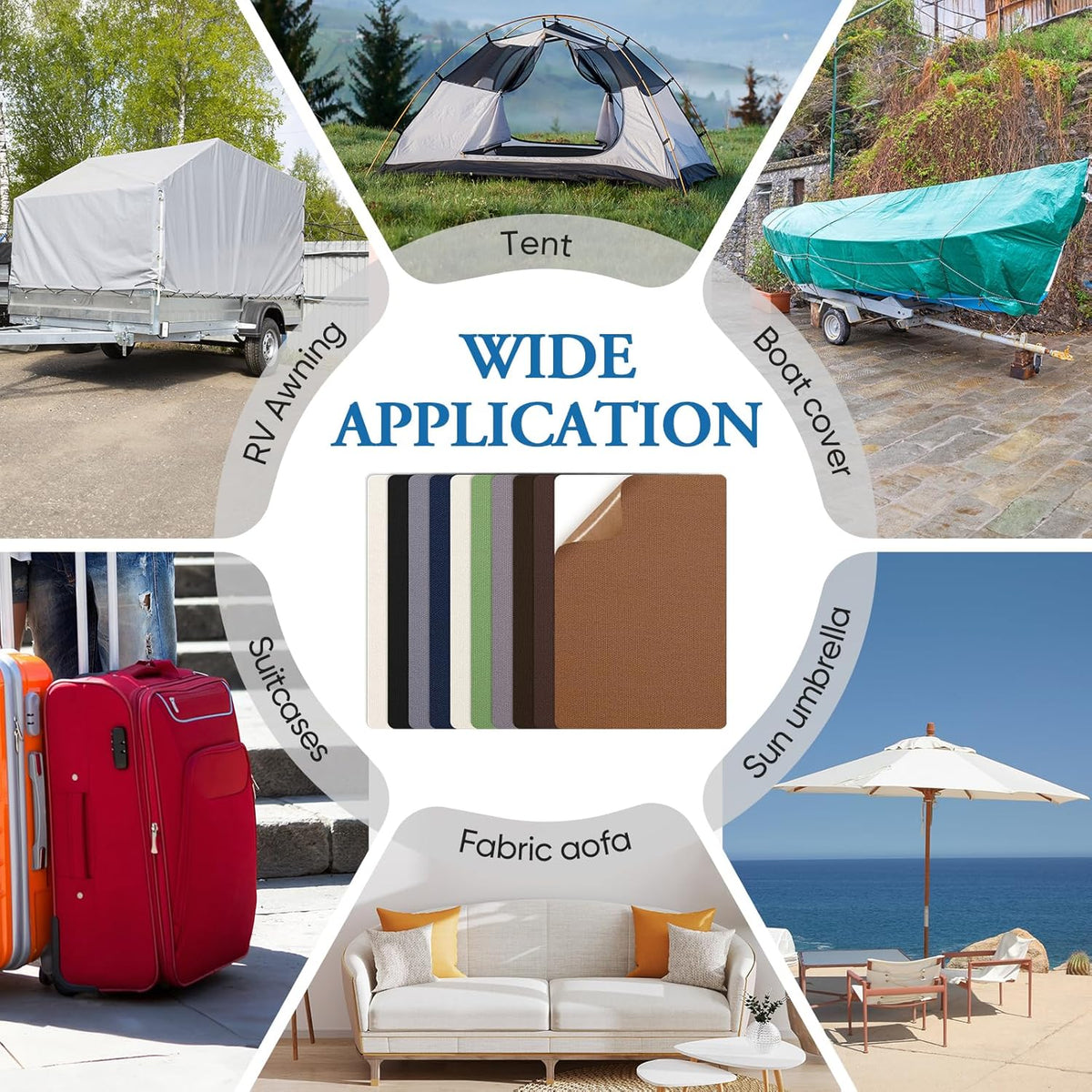 Canvas Repair Patch 5.5 x 8 Inches 6Pcs Self-Adhesive Waterproof Canvas Patch Kit for Repairing Tents,Sofas,Boat Covers,Camping Chair,Awnings,Car Seats.(Khaki)