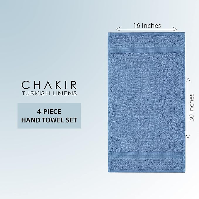 Chakir Turkish Linens Premium Cotton Absorbent Turkish Towels (Hand Towel - 4 Piece Wedgewood)