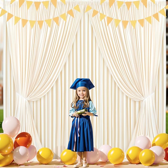 8 Panels Champagne Backdrop Curtain for Parties Wedding Baby Shower Wrinkle Free Photo Curtains Backdrop Drapes Fabric Decoration for Bridal Shower 40ft(W) x 10ft(H)