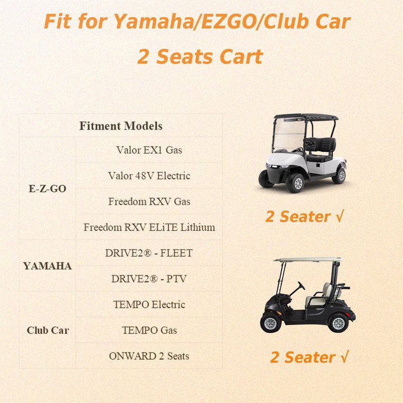YONQIFON Golf Cart Cover 2 Passengers 420D Heavy Duty Waterproof Windproof Dustproof Universal Compatible with Club Car,EZGO,Yamaha,Golf Cart Rain Cover with Storage Bag