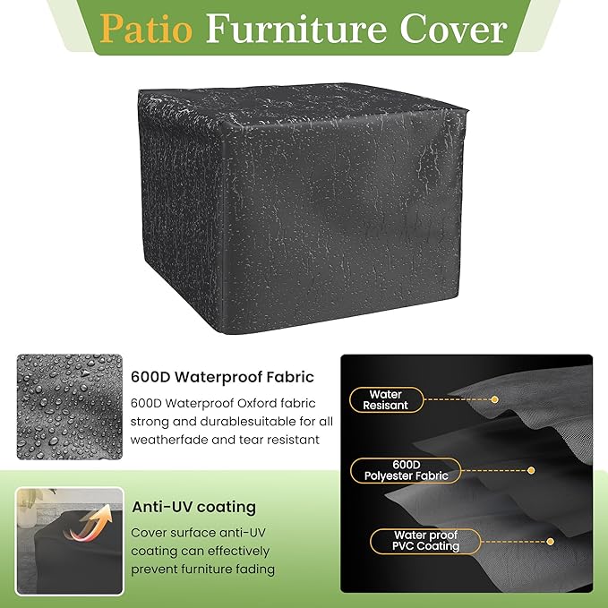 Amopatio Wicker Outdoor Sofa & Patio Couch Set - High Back Waterproof Patio Furniture Single Armrest Chair with Non-Slip Cushions, Outdoor Furniture Cover, Grey