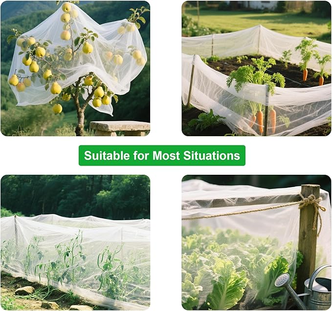 Garden Netting 10x20FT Ultra Fine Mesh Netting Bird Barrier Protection Vegetable Fruit Tree Bushes Plant Cover for Raised Bed