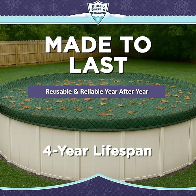 Buffalo Blizzard 16 ft Round Pool Leaf Net | Mesh Pool Net Cover | Leaf Net for Above Ground Pool | Easily Remove Leaves and Debris from Your Winter Cover | 3 Ft of Overlap | Winch & Cable Included