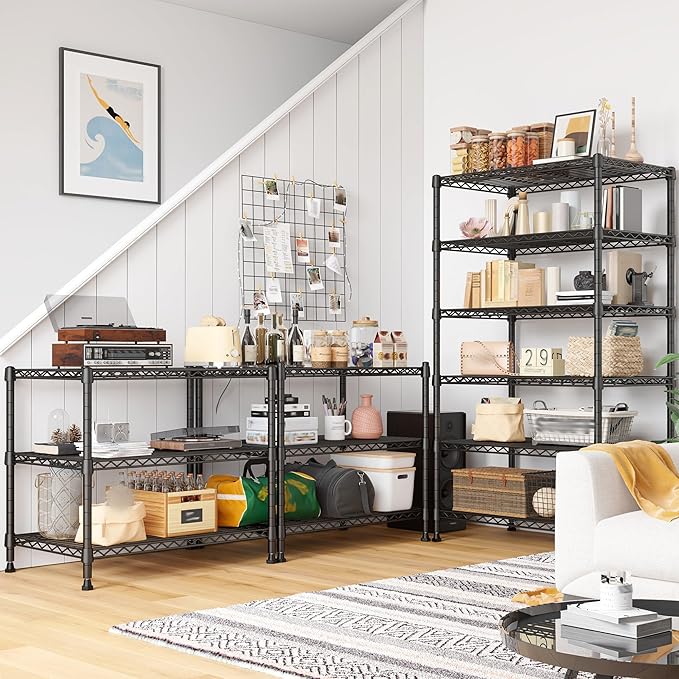 REIBII 6 Tier Shelf Metal Shelving 70"H Storage Shelves Sturdy Wire Rack Shelf Units Adjustable Detachable Storage Shelving Unit for Kitchen Laundry Pantry Garage Commercial 71"H x 21.65"W x 11.8"D