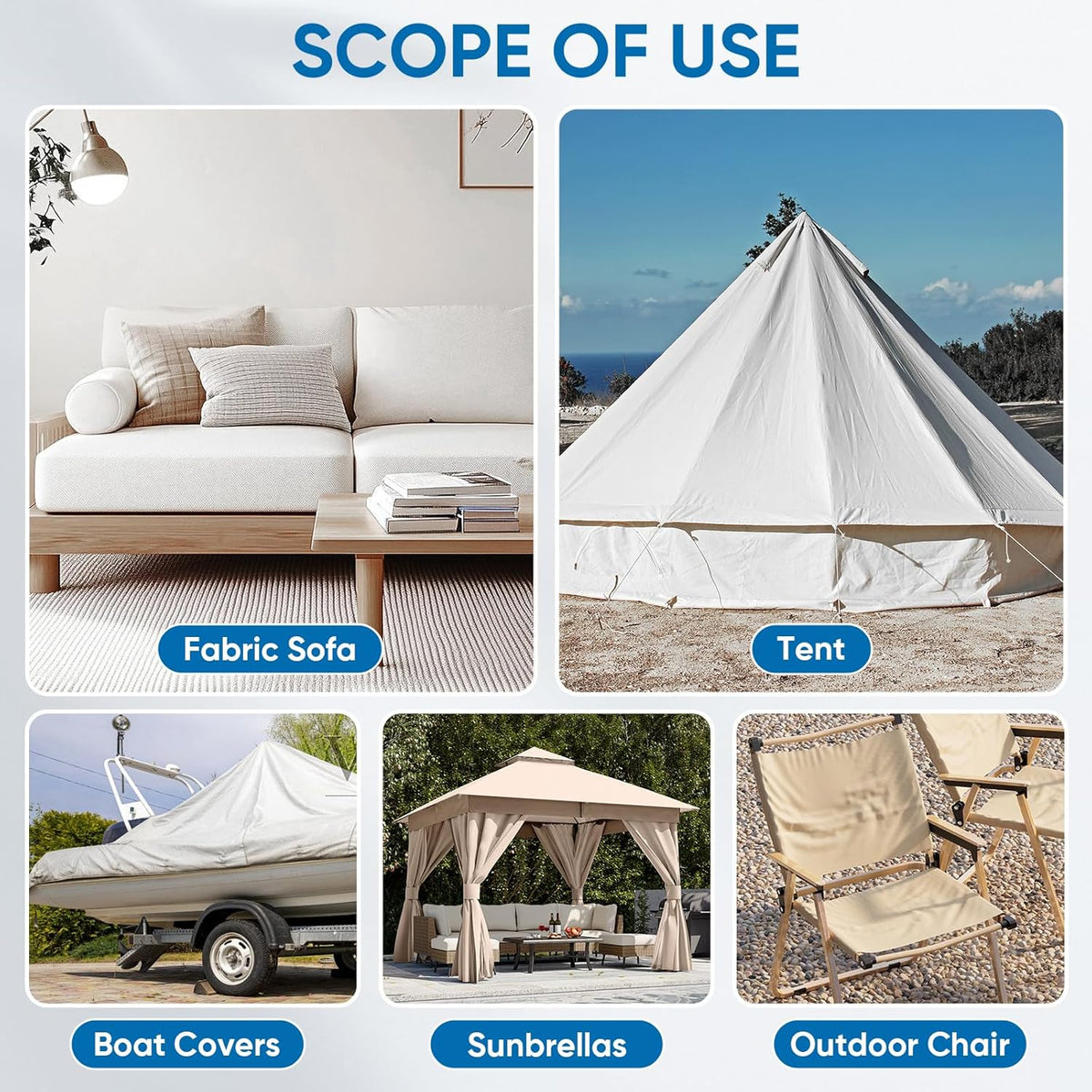 Oversized Canvas Patch 16 "x31, Self-Adhesive Waterproof Canvas Patch Set for Repairing Tents, Couch, Boat Covers, Camping Chairs, Awnings, Car Seats.(Gray)