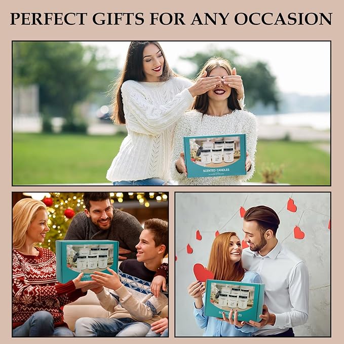 Candles for Home Scented,Lavender Candle Gifts Set,Made with Natural Soy Wax & Essential Oils, 6 Pack 42 Oz Candles Gifts for Women, Ideal for Birthday, Valentine's Day, Thanksgiving