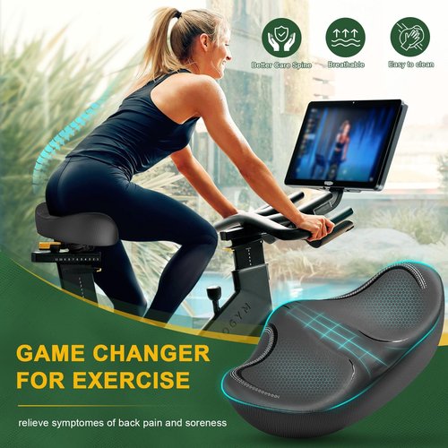 GINEOO New Noseless Oversized Bike Seat, Extra Wide Comfort Pure Memory Foam Bicycle Seat Cushion, Compatible Saddle Replacement with Electric Bike, Exercise, Cruiser, Road Bike for Men & Women