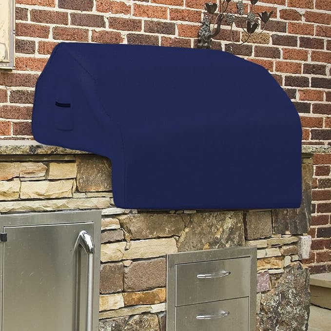 Covers & All Built-in Grill Cover for Outdoor Grill – Heavy Duty 12 oz Waterproof Built-in BBQ Grill Cover, PVC-Coated Polyester with Elastic Hem for Snug Fit (48 x 27 x 26 inches, Blue)
