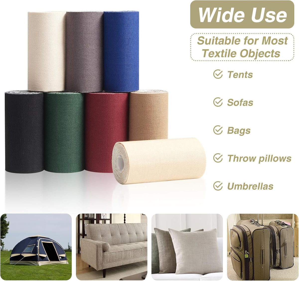 Canvas Repair Tape 4×70 Inch Waterproof Self-Adhesive Fabric Repair Patch for Repairing Boat Covers,Tents,Patio Umbrellas,Car Seats,Luggage,Sofas.(Khaki)