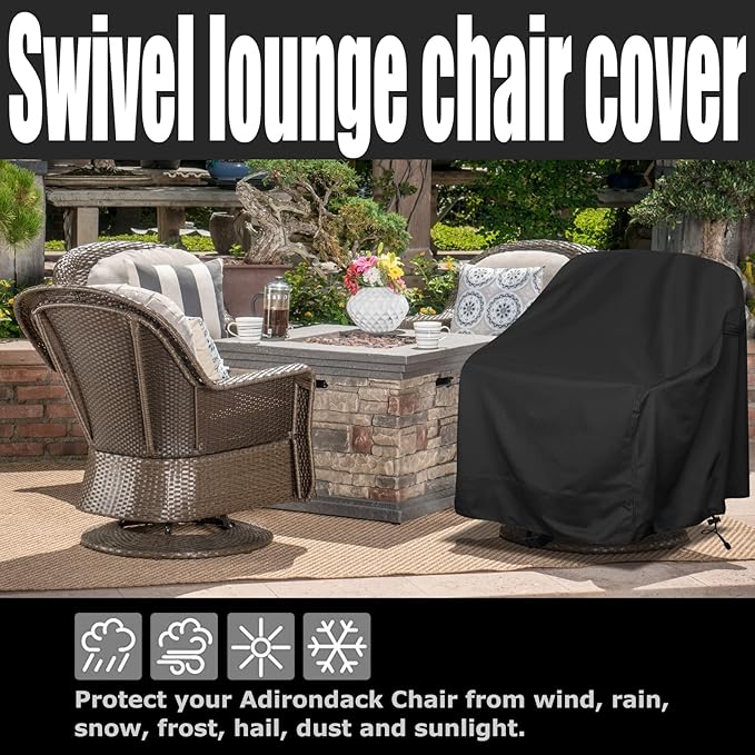 Outdoor Swivel Lounge Chair Cover 1 Pack, Fits to (39" W X 37" D X 38" H) Lawn Patio Chairs, Waterproof for Furniture Covers