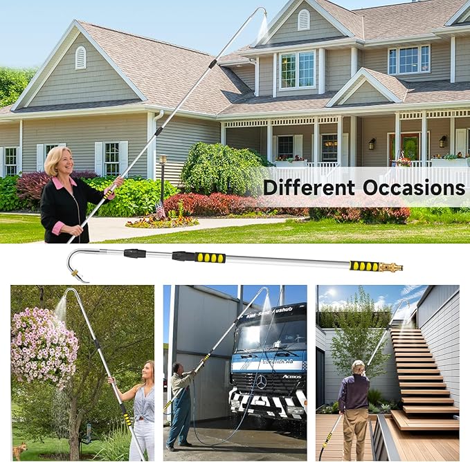 Gutter Cleaning Tools,12ft (20ft Reach) Gutter Cleaner Tools from the Ground with Hose Attachment, Rain Gutters Cleaning Tool with Heavy-Duty Head for 2nd Story House