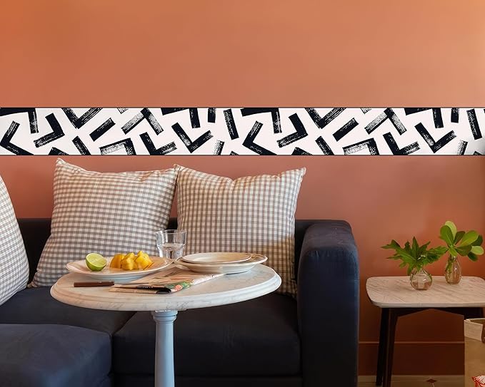 FLFK Black and White Design Wallpaper Border