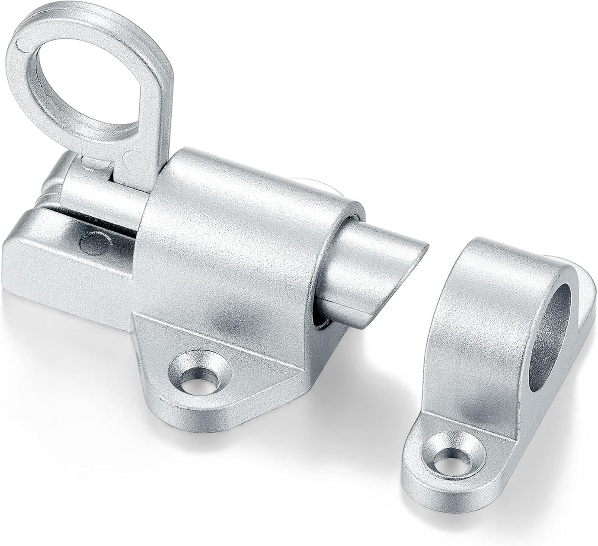 8 Packs Self-Closing Latches,Silver Gray Spring Door Lock,Resilient Bolt Latch Aluminum Alloy Safety Automatic Spring Barrel Slide Door Lock with Screws,Used for Gate,Window and Cabinet etc