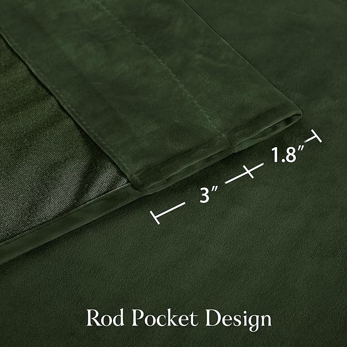 NICETOWN Green Velvet Curtains 108 inches