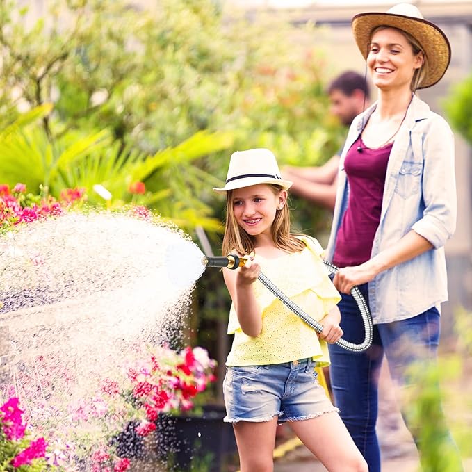 Rosy Earth Garden Hose 10 FT, 304 Stainless Steel Metal Water Hose, Heavy Duty Flexible Leader Hose, Short Water Hose Kink Free Hose for Rv, Outdoor, Yard, No Bite, Leak proof and Durable
