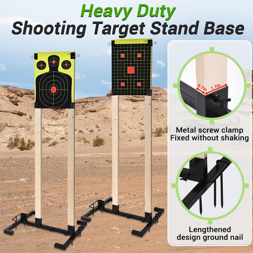 GADFISH 2 Pack Shooting Target Stand Base for Outdoor Paper Shooting Targets Cardboard, Adjustable Width with Ground Nails and Paper Targets, USPSA/IPSC - IDPA Practice (Wooden Stakes Not Included)
