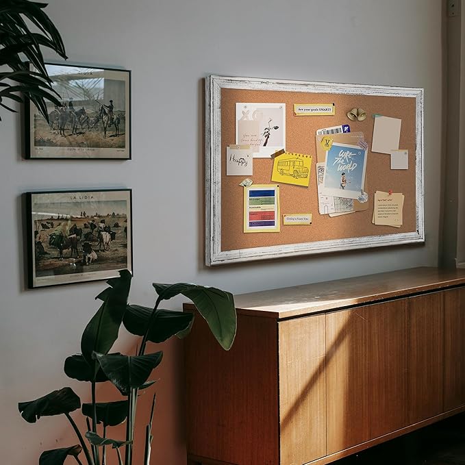 Large Cork Board, Big Bulletin Board White Framed Corkboard