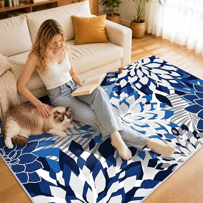 ZonLi Colorful Outdoor Rug 9x12Ft Waterproof Multicolored Indoor Area Rug Washable Outdoor Patio Rugs Tropical Floral Non Slip Outdoor Carpet for Living Room, Pool,Backyard,Deck,Camping