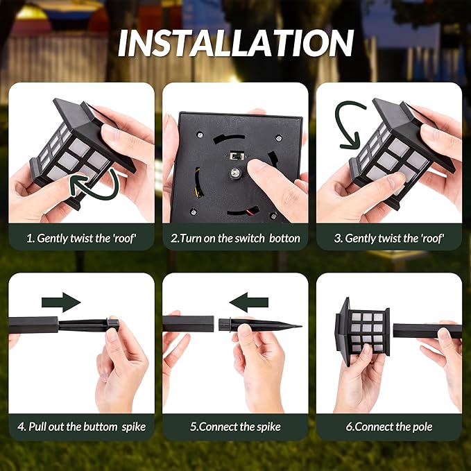SOLPEX Solar Outdoor Lights,12 Pack Solar Path Lights, Walkway Lights Outdoor, Garden Light, Solar-Powered Pathway Waterproof for Garden, Yard, Landscape and Driveway(Warm White)