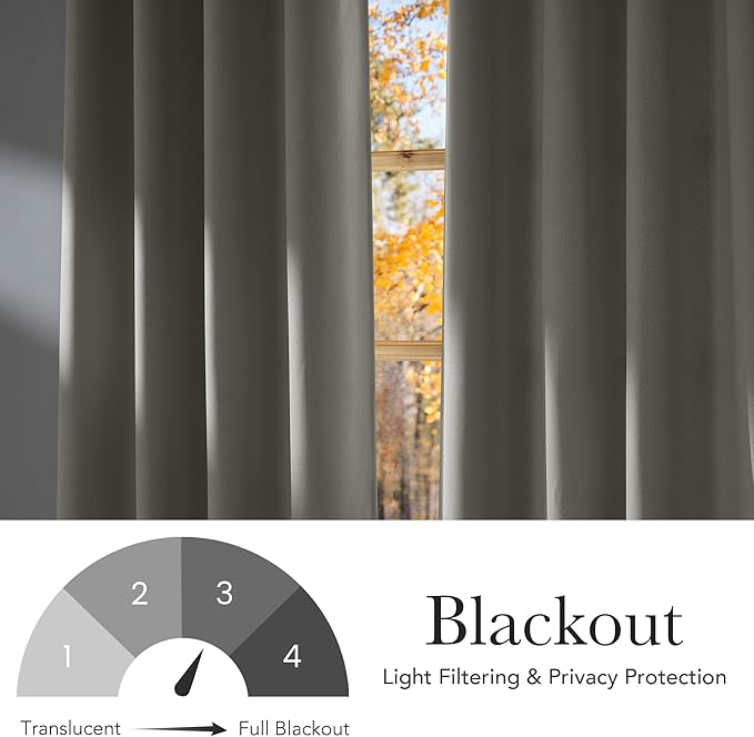 NICETOWN Short Faux Linen Natural Blackout Curtains 63 inches Long