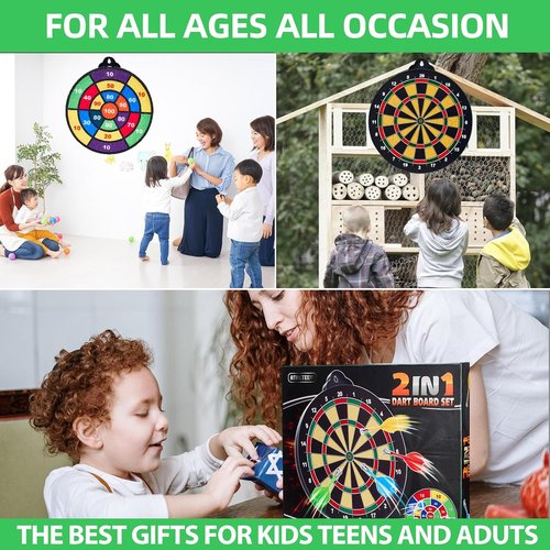 Moopok Magnetic Dart Board for Kids - 12 Magnetic Darts & Sticky Balls | Indoor/Outdoor Fun for Ages 3-12