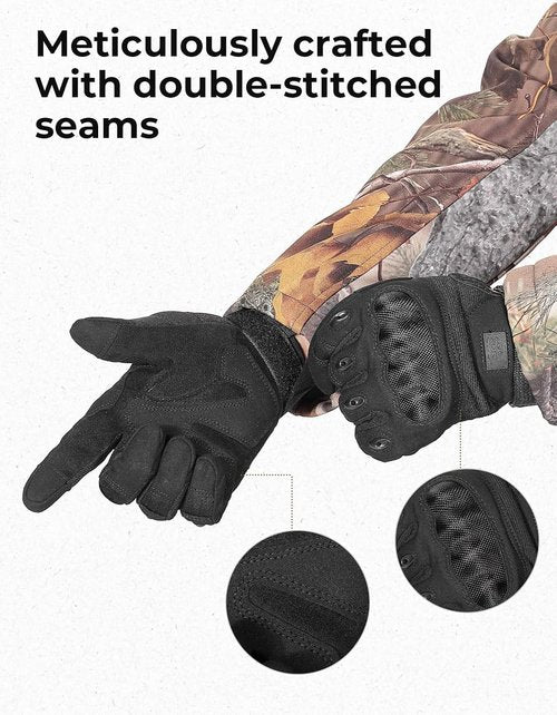 KEMIMOTO Tactical Gloves - Touchscreen Motorcycle Gloves with Hard Shell & Palm Padding | Perfect for Cycling, Paintball, and Hiking