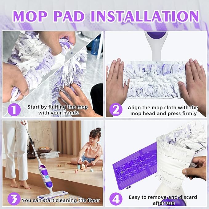10 Count Disposable Heavy-Duty Power Mop Pads Refills for Swiffer Power Mop,Replacement Floor Cleaning Refills, Non-Washable & Unscented, Compatible with Swiffer PowerMop (Quick-Absorb, No Residue)