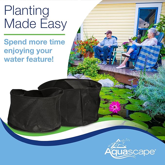 Aquascape 98502 Plant Pot 8" Round x 6" Deep Fabric (2 Pack) for Pond Water Feature and Garden