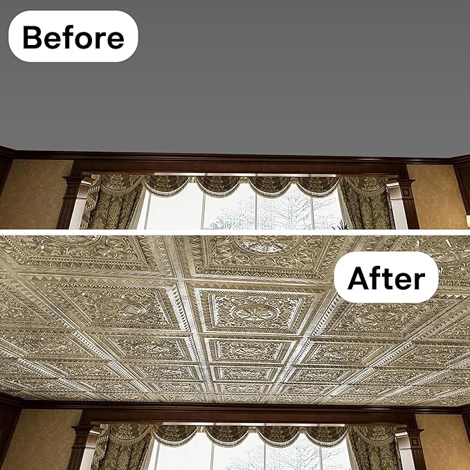 Art3d 12-Pack PVC Drop Ceiling Tiles, 2ft x 2ft