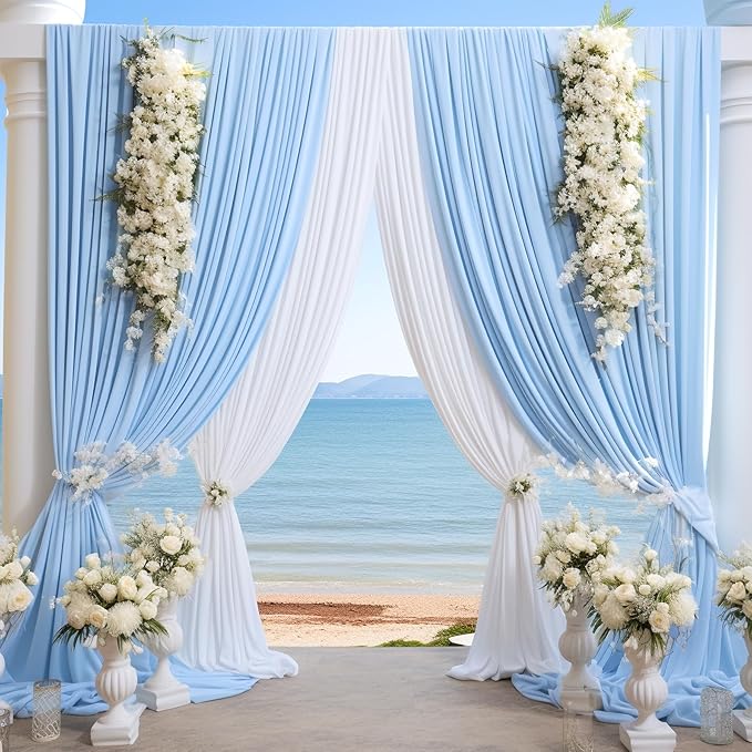 Baby Blue Backdrop Curtain for Baby Shower Parties Wrinkle Free Light Blue Curtains Backdrop Drapes Fabric Decoration for Birthday Party Photography 5ft x 8ft,2 Panels