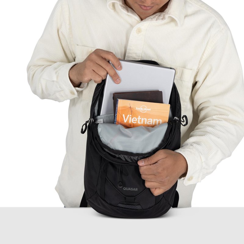 Osprey Quasar Shoulder Sling Bag - Everyday Crossbody Backpack with Laptop Sleeve, Bottle Pocket, & Phone Pocket, Black