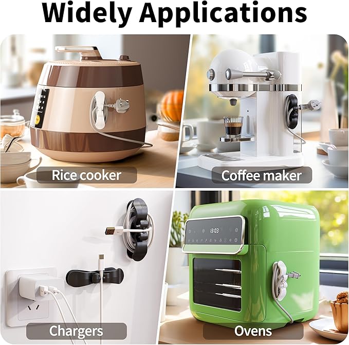 6PCS Upgraded Cord Organizer for Appliances, Kitchen Appliance Cord Organizer Stick On, Appliance Cord Wrappers, Cord Holder, Cord Winder for Air Fryer, Blender, Coffee Maker, Pressure Cooker, Toaster
