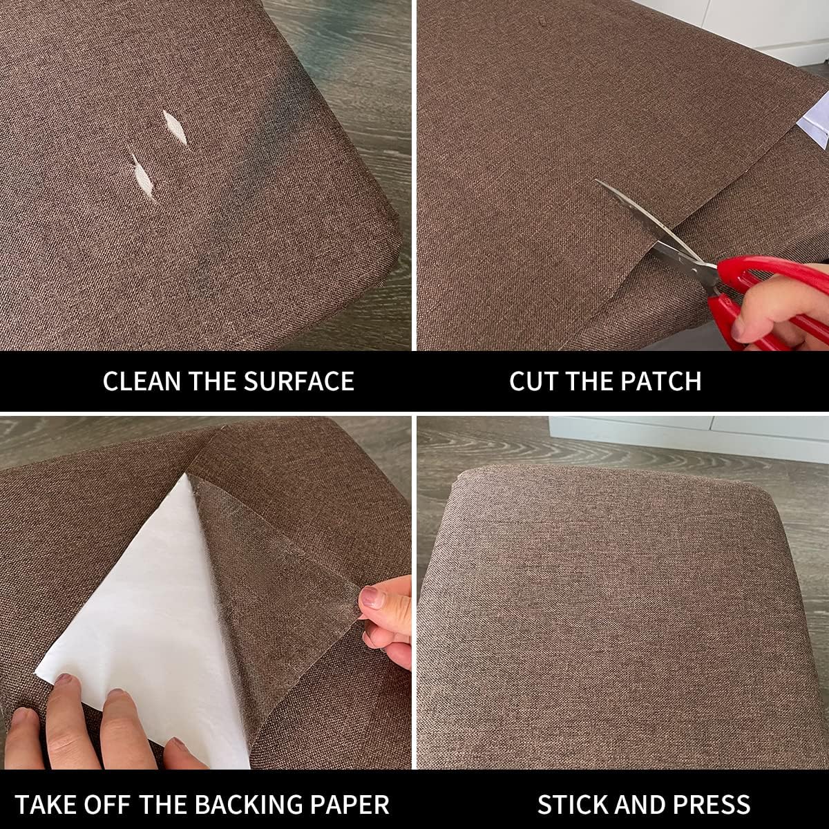 Fabric Repair Patches, 17X158 Inch Linen Repair Tape Self-Adhesive Fabric Patches Durable, DIY Large Linen Tape for Sofa, Couches, Furniture, Chair, Clothing (17X158 Inch, Dark Grey)