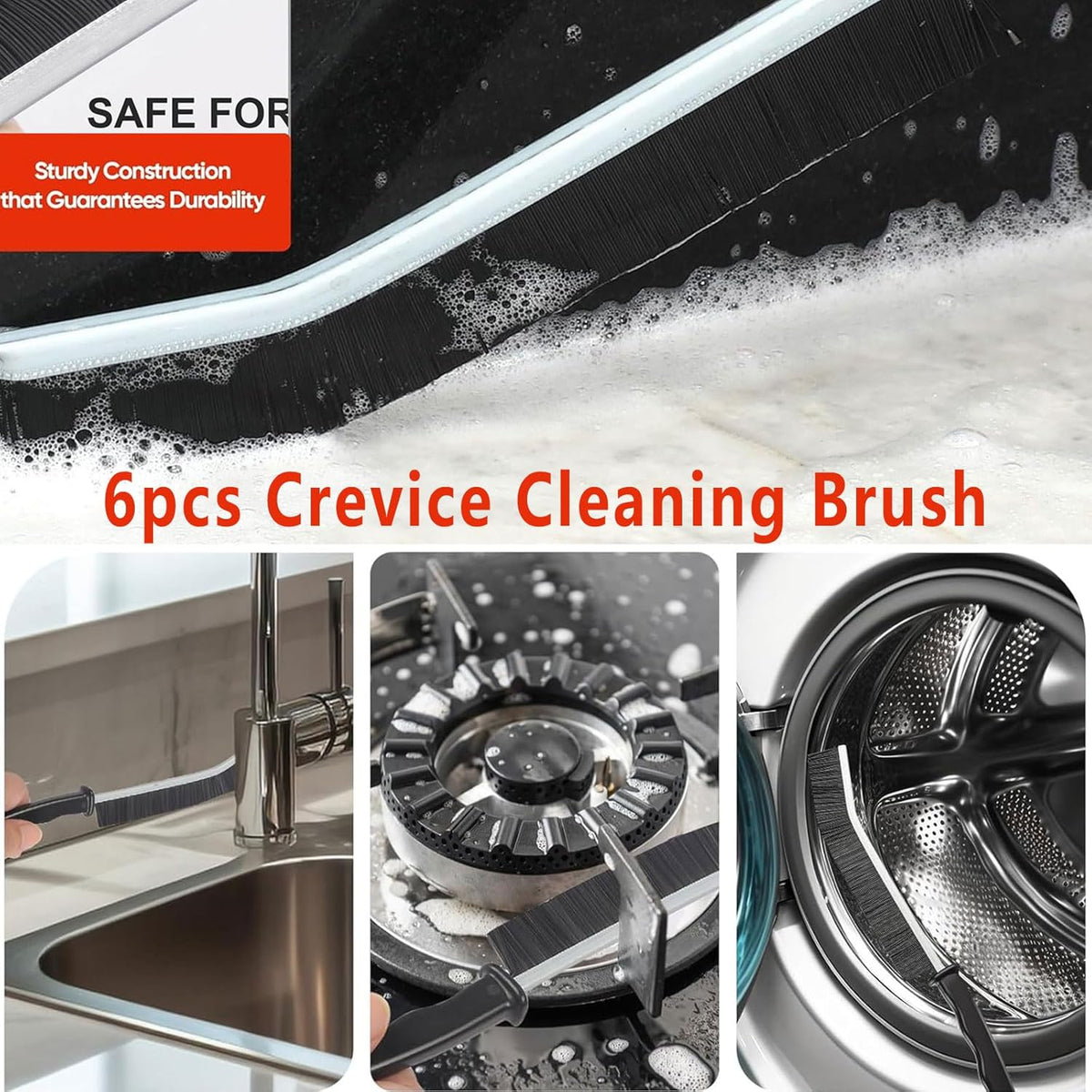 Crevice Cleaning Brush, Bathroom Gap Cleaning Brush, Hard Bristle Brush for Cleaning, Multifunctional Gap Brush, for Blind, Baseboard, Fan, Window or Sliding Door Track (5pcs)