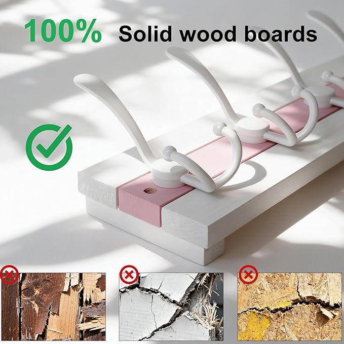 SKOLOO Coastal Coat Rack Wall Mount-38.12" Beach House Entryway Wooden Coat Hook