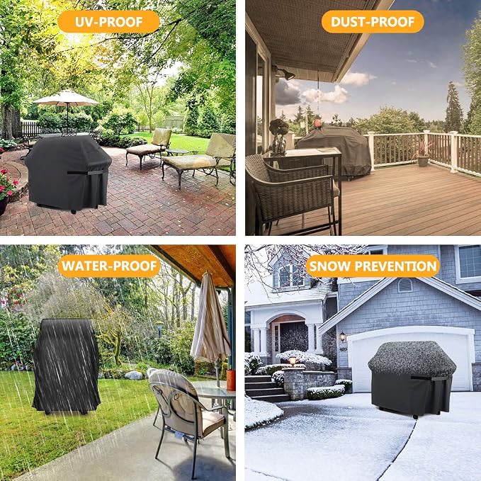 Grill Cover, 48-inch Heavy Duty Oxford Outside Waterproof Grill Covers, Dust-Proof Windproof UV Resistant BBQ Gas Cover Fit Most Brands Char Broil, Weber, Brinkmann, Holland