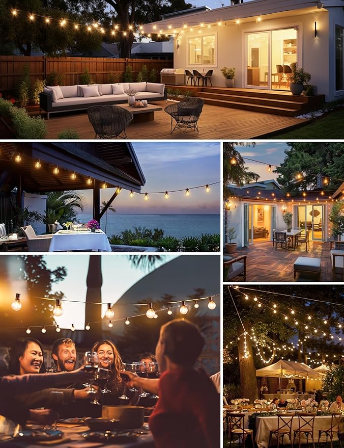 RTTY Outdoor String Lights 300 FT Globe LED Patio Lights with G40 Plastic Bulbs,Waterproof Shatterproof Dimmable Connectable Hanging for Backyard Porch Balcony Party Cafe Deck Decor