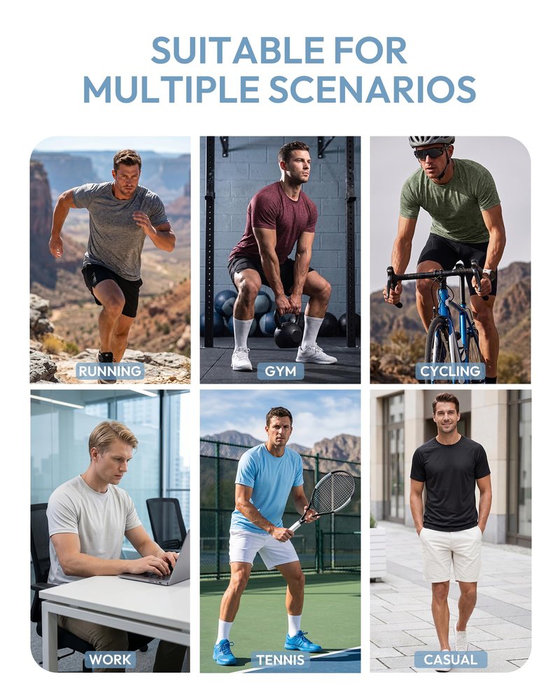 MCPORO Workout Shirts for Men Short Sleeve Quick Dry Athletic Gym Active T Shirt Moisture Wicking 3 Pack Navy, Dark Grey, White 3X-Large