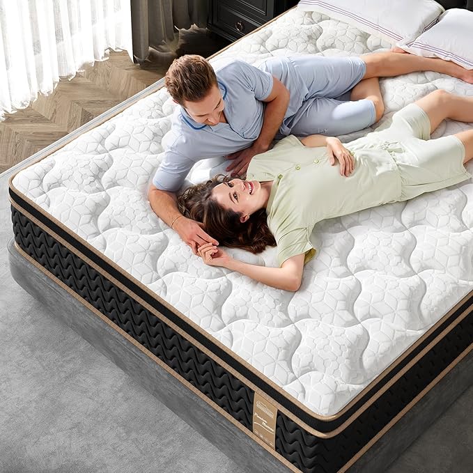 King Mattress 10 Inch, Cooling Hybrid Bed in a Box, Individual Pocket Springs, Motion Isolation, Targeted Hip/Shoulder/Lumbar Support, Fiberglass-Free, Ergonomic Zones, 365-Night Trial, CertiPUR-US