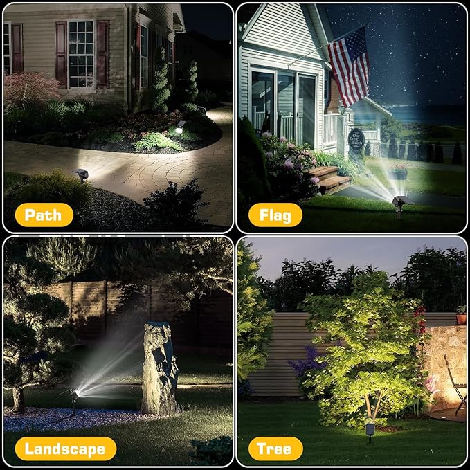 Kaxiida Solar Lights Outdoor Waterproof - 2025 Upgrade 3 Level Ultra Bright Spot Lights Uplights, LED Landscape Spotlight for Tree, Pathway, Wall, Adjustable Solar Panel Auto On/Off