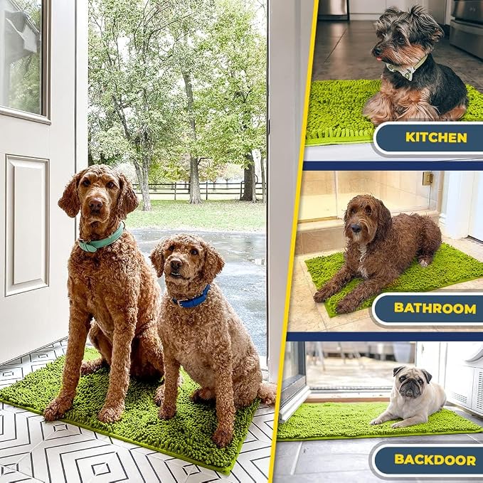 Muddy Mat® | Super Water Absorbent Door Mat Indoor, Microfiber Quick Dry Chenille Entryway Rug,Slip Resistant Front Door Mat,Indoor Mats for Entryway,Machine Washable Pet Rug, Spring Green 5ft x 7ft