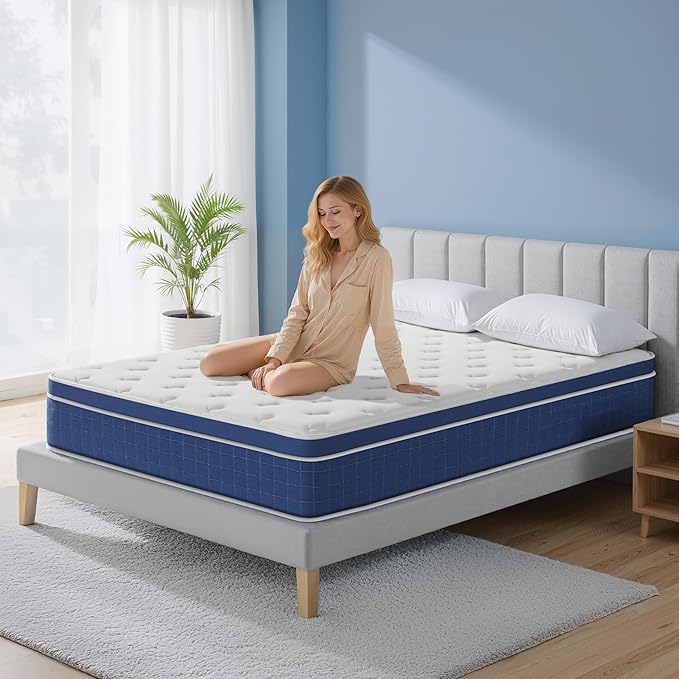 Twin Size Mattress 12 Inch, Twin Mattress in a Box, Hybrid Memory Foam Medium Firm Feel Individual Pocket Springs Matress, Breathable Fabric, Strong Edge Support, Fiberglass Free