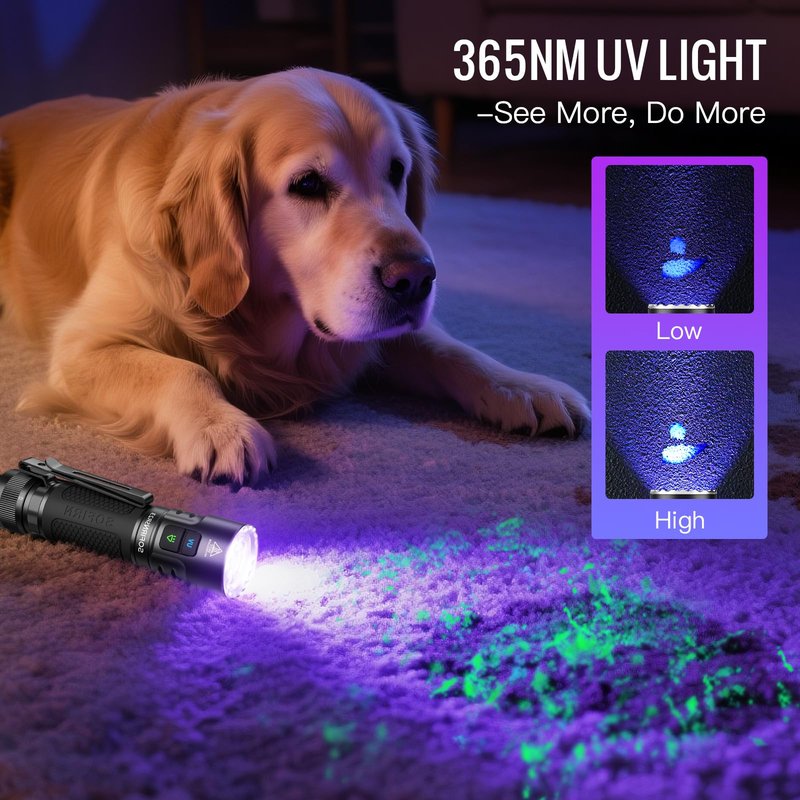 sofirn SR23 3300 Lumens EDC Flashlight USB C Rechargeable, Bright LED Flashlight with UV Light, High Lumens Portable Handheld Dual Sources Pocket Light for Outdoor, Checking, Working, Emergency