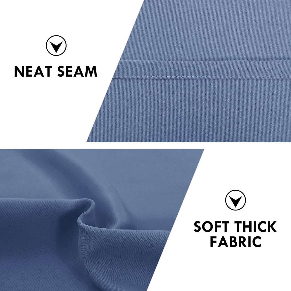 DWCN Blackout Curtains – Thermal Insulated, Energy Saving & Noise Reducing Bedroom and Living Room Curtains, Dusty Blue, W 52x L 54 Inch, Set of 2 Rod Pocket Curtain Panels