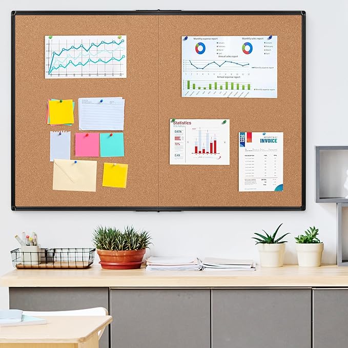 Cork Board Bulletin Board 36 x 48, Foldable Notice Pin Board