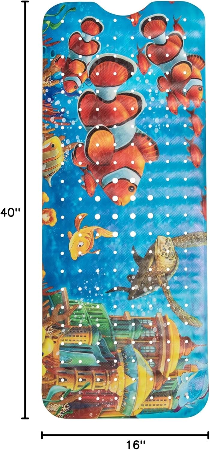 Toddler Bathtub Mat - Non Slip Kids Bath Mat - Shower Grip Mat - Bath Tub Floor Mat (Bath Clownfish)