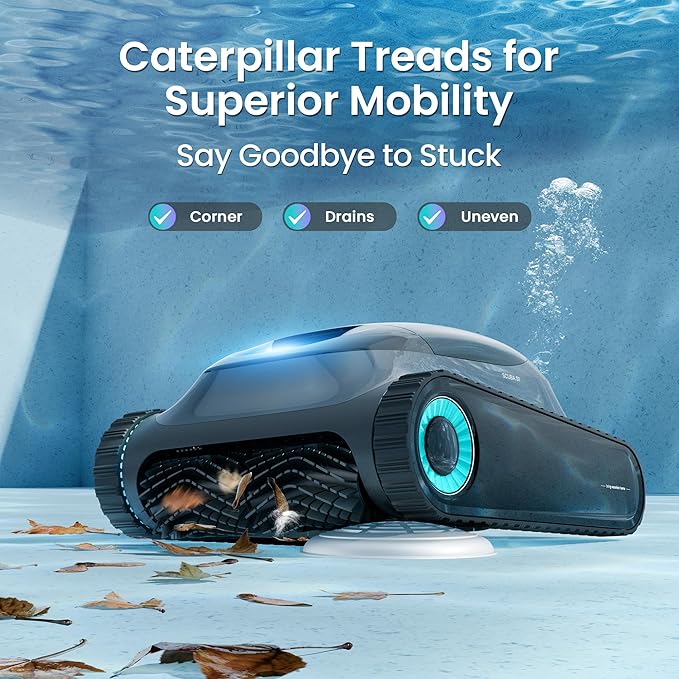 (2025 Upgrade) Aiper Scuba S1 Robotic Pool Cleaner, Wall & Waterline Cleaning, Double Filtration, Extended 180-Min Battery Life, Smart Navigation, App Support, OTA Upgrade