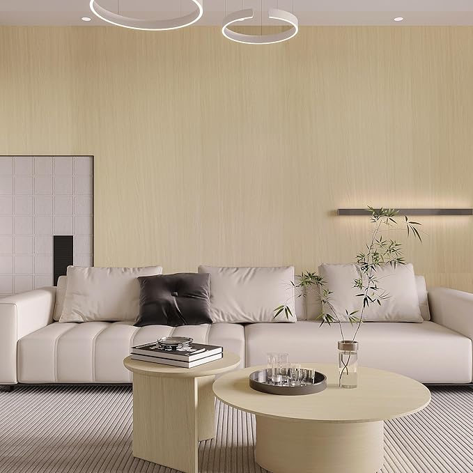 BOMENG White Oak Wood Contact Paper Peel and Stick Light Oak Wallpaper