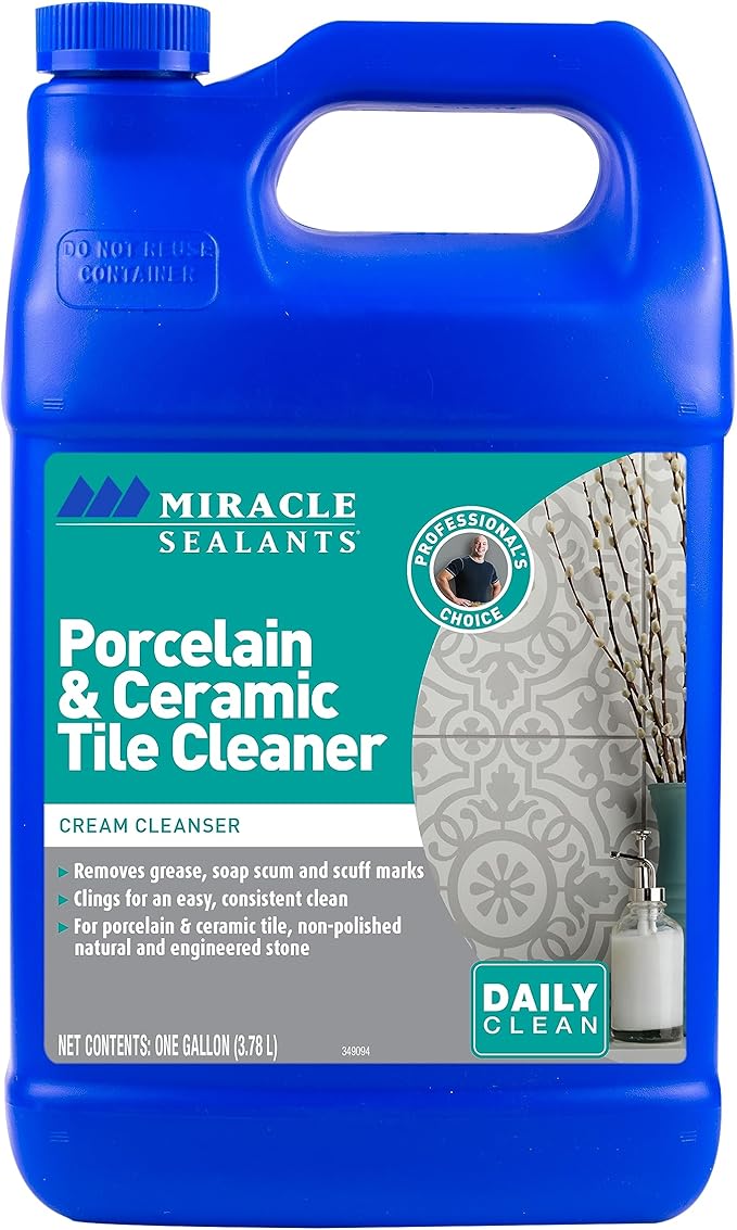 Miracle Sealants Porcelain & Ceramic Tile Cleaner, Scrubbing Compound for Tile, Stone, Glass, Dirt, Stain & Hardwater Spot Remover, Gallon